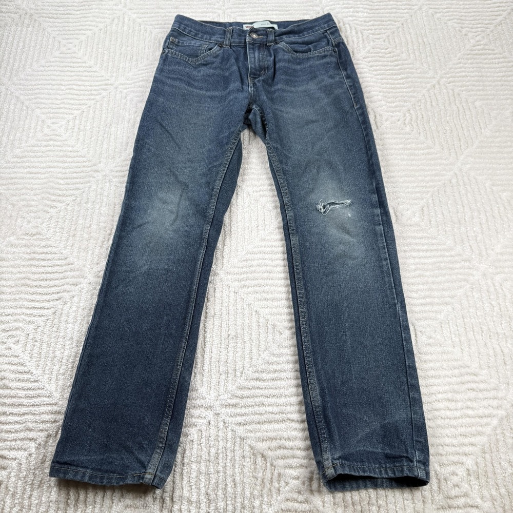 Levis 511 Jeans Boys 16 Regular 28x28 Blue Slim Fit Distressed Stretch Denim